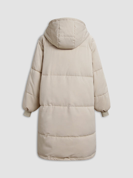 Uzun Kapüşonlu Puffer Parka